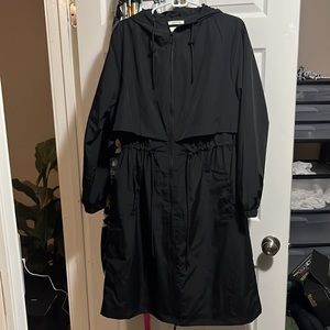 Women's Relaxed Fit Trench Rain Coat - A New Day Black L